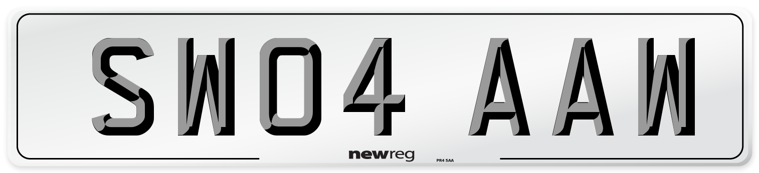 SW04 AAW Number Plate from New Reg
